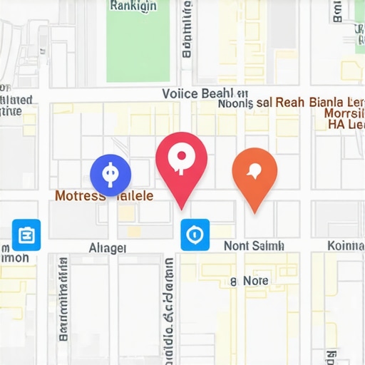 AI and Voice Search Impact on Local Map Rankings Digital map illustrating AI and voice search influence on local business rankings