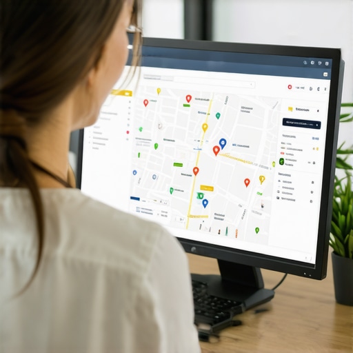 A digital marketing expert optimizing Google My Business profile on a computer screen.