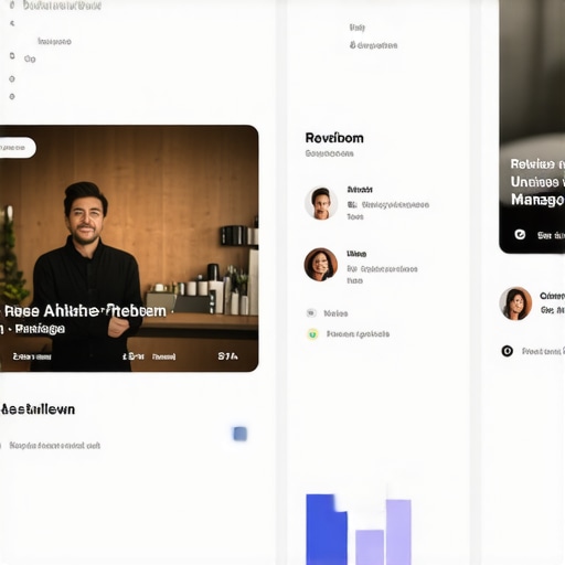 Google My Business dashboard showing profile updates and review responses.