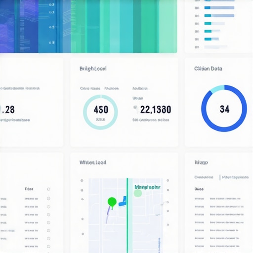 A modern digital dashboard showing local SEO and map performance metrics.