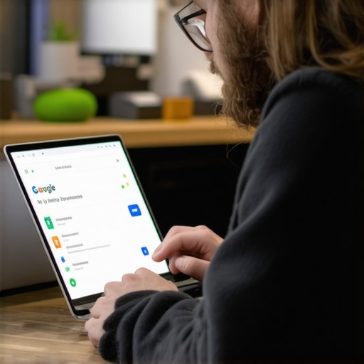 Business owner editing Google My Business profile on laptop