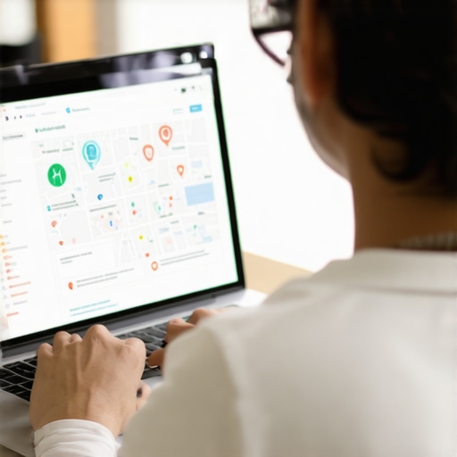 Person auditing Google Maps profile on a laptop for local SEO