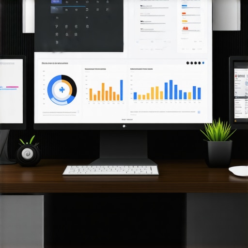 Desk with SEO dashboard, citation tracking, and schema markup tools