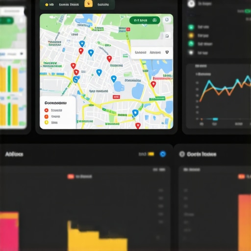 Screenshot of a dashboard displaying local SEO analytics and map performance metrics