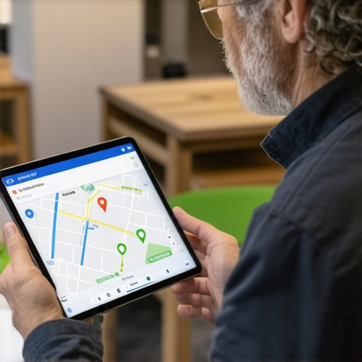 Business owner reviewing and updating Google Maps listing on tablet