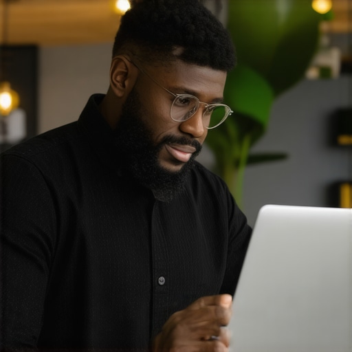Person managing online map listing on a computer, ensuring accurate and fresh information.