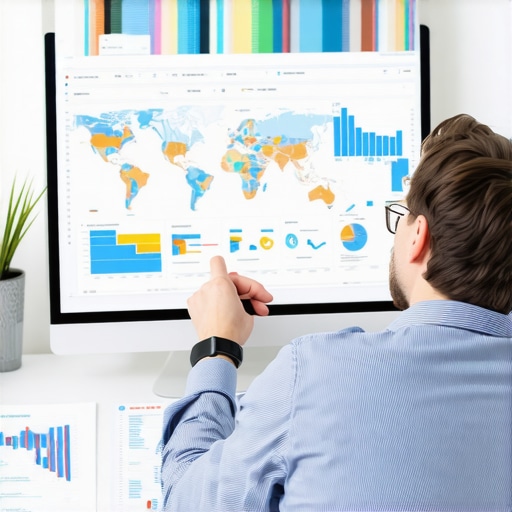 Business owner analyzing map data and business visibility metrics
