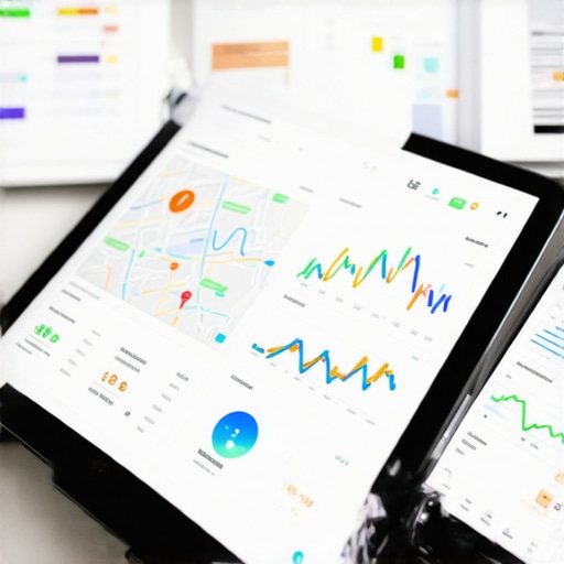 Devices showing mapping software dashboards with SEO data