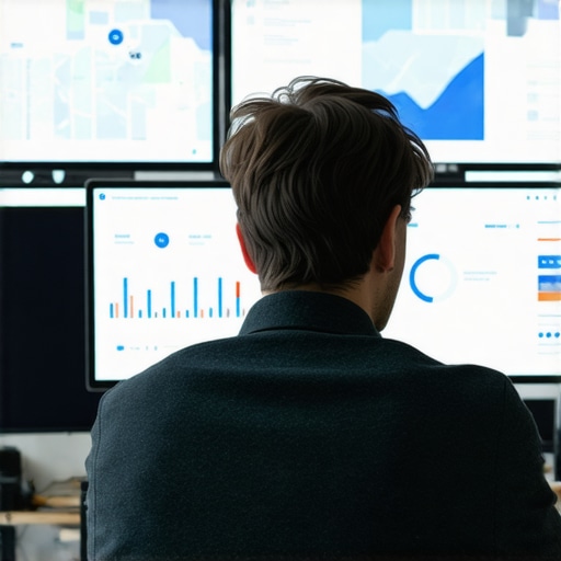 Digital marketer reviewing local SEO analytics on multiple screens for map support strategy