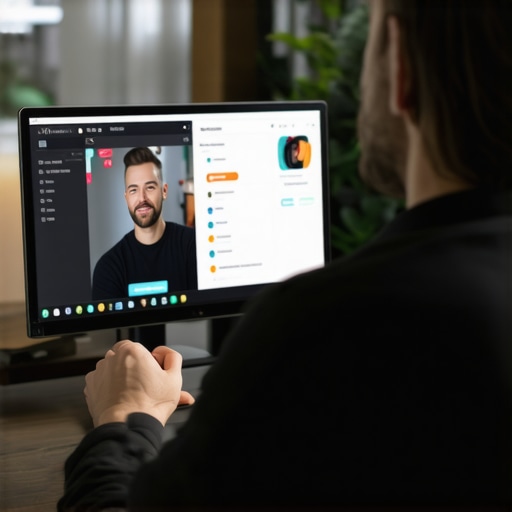 Support agent interacting with a business owner through chat support on a laptop.