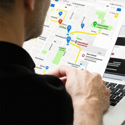 Business owner managing local SEO and map support tasks on a laptop.