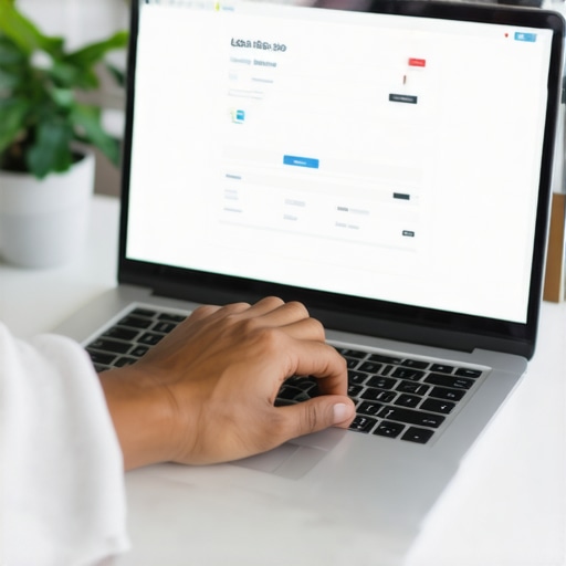 Person working on local SEO tools for map support in a modern office