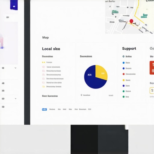 Dashboard showing analytics for local map rankings and support tools.