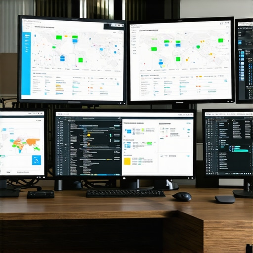A professional SEO analyst monitoring maps and analytics on multiple screens for local SEO support.